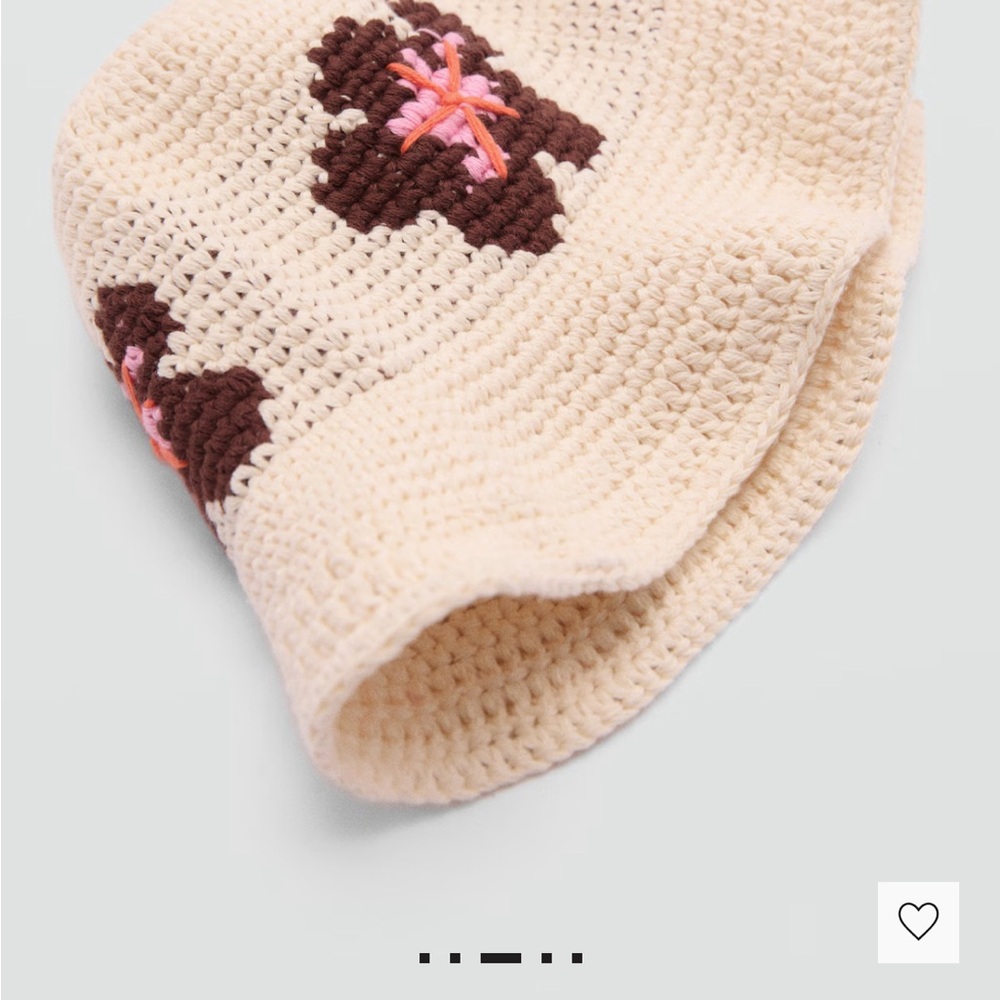 Mango Cream and Brown Knitted Beanie Hat